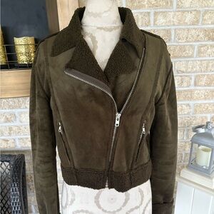 Miss love green faux suede moto jacket size S